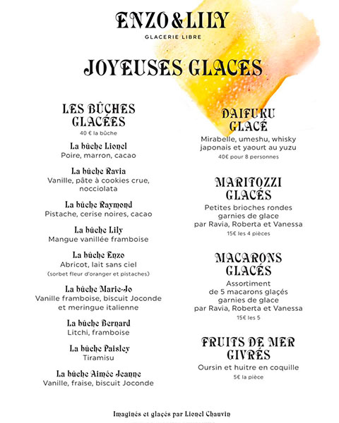 Menu fête Enzo et Lily